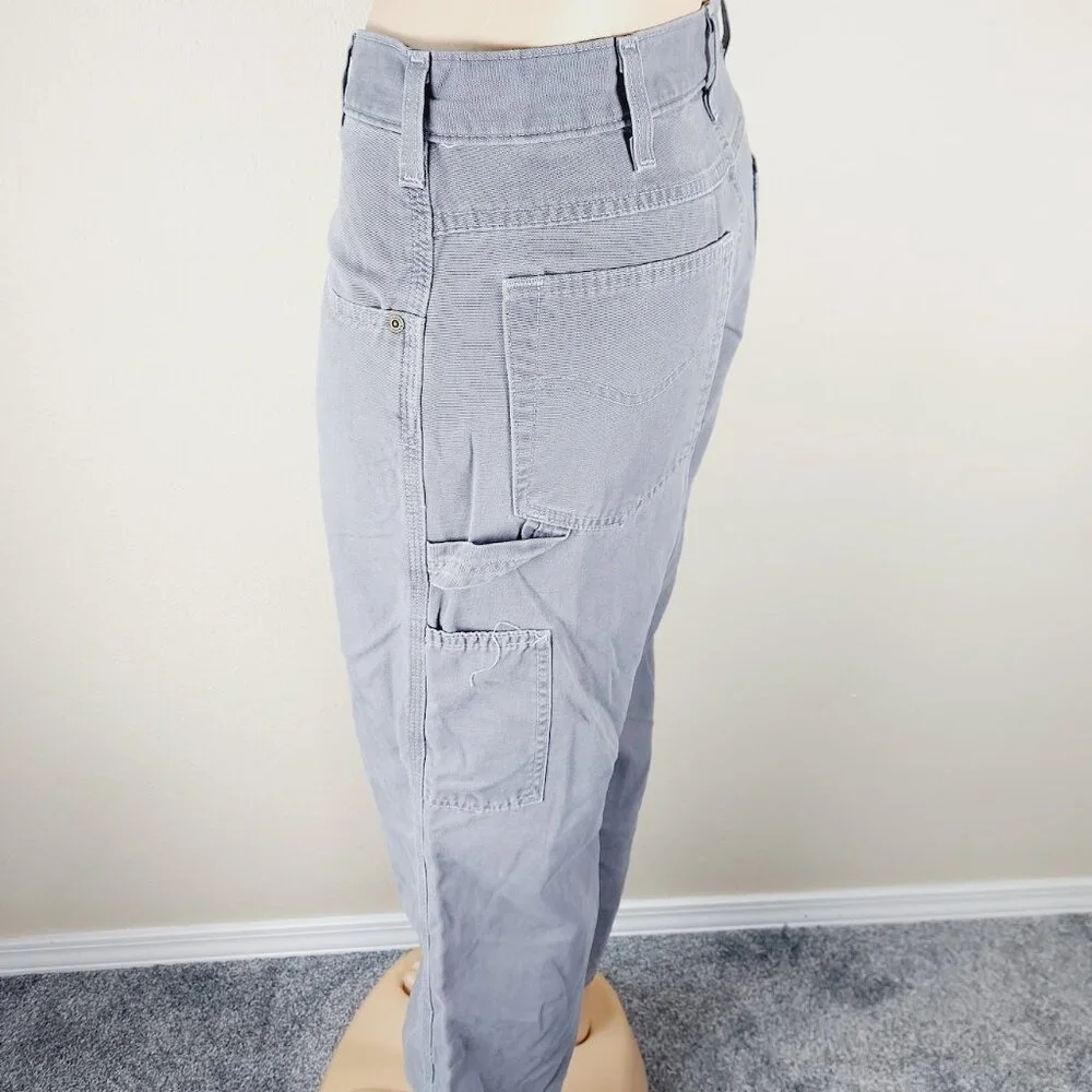 Carhartt Men's Charcoal Grey Loose Fit Canvas Carpenter Work Pants Size 32x30
